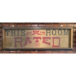 This Room Rated X Vintage 70's Wooden Bar Man Cave Novelty Sign 19"x6"